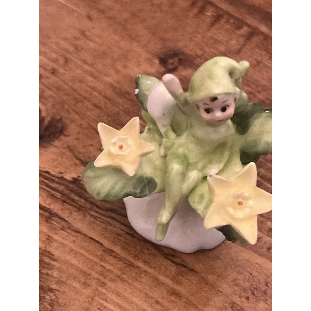 Napcoware Bone China Flower Pixie of the Month March Figurine Vintage Miniature